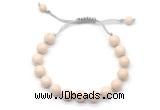 CGB8673 8mm,10mm round white fossil jasper adjustable macrame bracelets