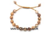 CGB8675 8mm,10mm round picture jasper adjustable macrame bracelets