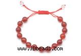 CGB8702 8mm,10mm round red agate adjustable macrame bracelets