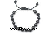 CGB8703 8mm,10mm round black onyx adjustable macrame bracelets