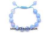 CGB8708 8mm,10mm round blue banded agate adjustable macrame bracelets