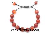 CGB8711 8mm,10mm round red banded agate adjustable macrame bracelets