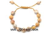 CGB8717 8mm,10mm round yellow crazy lace agate adjustable macrame bracelets