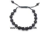 CGB8736 8mm,10mm round black obsidian adjustable macrame bracelets