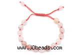 CGB8743 8mm,10mm round pink quartz adjustable macrame bracelets