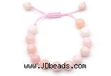 CGB8765 8mm,10mm round pink opal adjustable macrame bracelets