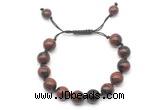 CGB8767 8mm,10mm round mahogany obsidian adjustable macrame bracelets