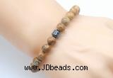 CGB8840 8mm, 10mm picture jasper & drum hematite power beads bracelets