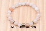 CGB8864 8mm, 10mm pink aventurine, drum & rondelle hematite beaded bracelets