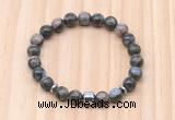 CGB8878 8mm, 10mm grey opal, drum & rondelle hematite beaded bracelets