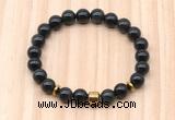 CGB8882 8mm, 10mm black obsidian, drum & rondelle hematite beaded bracelets