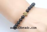 CGB8913 8mm, 10mm smoky quartz & cross hematite power beads bracelets