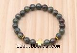 CGB8931 8mm, 10mm dragon blood jasper, cross & rondelle hematite beaded bracelets