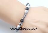 CGB8964 8mm, 10mm black & white jasper & rondelle hematite beaded bracelets