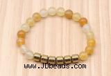 CGB8985 8mm, 10mm yellow aventurine & drum hematite beaded bracelets