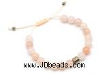 CGB9024 8mm, 10mm pink aventurine & drum hematite adjustable bracelets