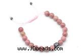 CGB9026 8mm, 10mm pink wooden jasper & drum hematite adjustable bracelets