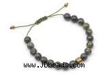 CGB9031 8mm, 10mm dragon blood jasper & drum hematite adjustable bracelets