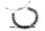 CGB9038 8mm, 10mm grey opal & drum hematite adjustable bracelets