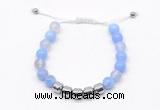 CGB9061 8mm, 10mm blue agate & drum hematite adjustable bracelets