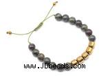 CGB9071 8mm, 10mm dragon blood jasper & drum hematite adjustable bracelets