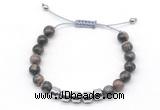 CGB9078 8mm, 10mm grey opal & drum hematite adjustable bracelets