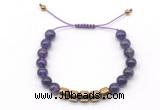 CGB9084 8mm, 10mm amethyst & drum hematite adjustable bracelets