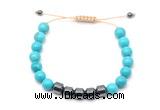 CGB9086 8mm, 10mm turquoise & drum hematite adjustable bracelets