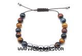 CGB9088 8mm, 10mm colorful tiger eye & drum hematite adjustable bracelets