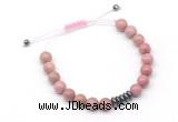 CGB9106 8mm, 10mm pink wooden jasper & rondelle hematite adjustable bracelets