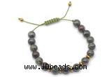 CGB9111 8mm, 10mm dragon blood jasper & rondelle hematite adjustable bracelets