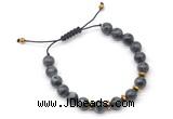 CGB9120 8mm, 10mm black labradorite & rondelle hematite adjustable bracelets