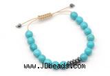 CGB9126 8mm, 10mm turquoise & rondelle hematite adjustable bracelets