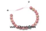 CGB9146 8mm, 10mm pink wooden jasper & cross hematite adjustable bracelets