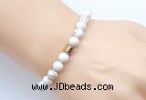 CGB9236 8mm, 10mm white howlite & drum hematite power beads bracelets