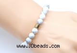 CGB9309 8mm, 10mm matte white howlite & drum hematite power beads bracelets