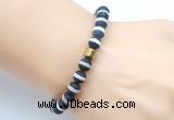 CGB9315 8mm, 10mm matte Tibetan agate & drum hematite power beads bracelets