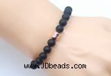 CGB9316 8mm, 10mm matte black agate & drum hematite power beads bracelets