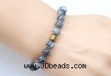 CGB9333 8mm, 10mm matte black water jasper & drum hematite power beads bracelets