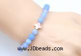 CGB9371 8mm, 10mm blue banded agate & cross hematite power beads bracelets