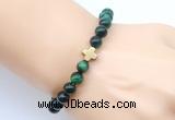 CGB9398 8mm, 10mm green tiger eye & cross hematite power beads bracelets