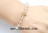 CGB9400 8mm, 10mm white crystal & cross hematite power beads bracelets