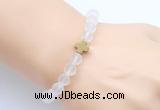 CGB9416 8mm, 10mm matte white crystal & cross hematite power beads bracelets