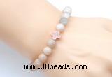 CGB9421 8mm, 10mm matte sunstone & cross hematite power beads bracelets