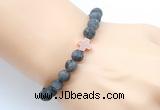 CGB9441 8mm, 10mm matte black labradorite & cross hematite power beads bracelets