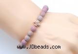 CGB9442 8mm, 10mm matte pink wooden jasper & cross hematite power beads bracelets