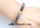 CGB9449 8mm, 10mm matte black water jasper & cross hematite power beads bracelets