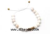 CGB9461 8mm, 10mm white howlite & rondelle hematite adjustable bracelets