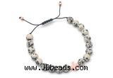 CGB9477 8mm, 10mm dalmatian jasper & cross hematite adjustable bracelets