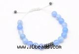 CGB9481 8mm, 10mm blue banded agate & rondelle hematite adjustable bracelets